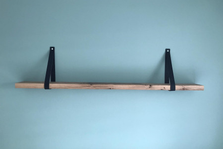 Spiegel en wandplank van oud Eiken wagondelen